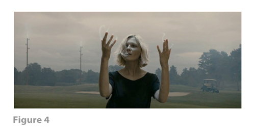 Figure 4: All images from MELANCHOLIA derive from frame grabs from the DVD version of the film: © 2011 Zentropa Entertainments27 ApS, Memfis Film International AB, Zentropa International Sweden AB, Slot Machine SARL, Liberator Productions SARL, Arte France Cinéma, Zentropa International Köln GmbH. DVD: Magnolia Home Entertainment. They appear here solely for Fair Dealing (and Fair Use) purposes of scholarship and criticism.